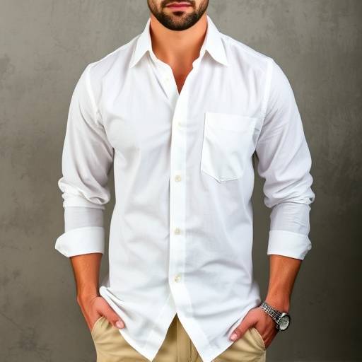 Camisa de hombre de lino color blanco, ideal para un estilo casual y elegante.