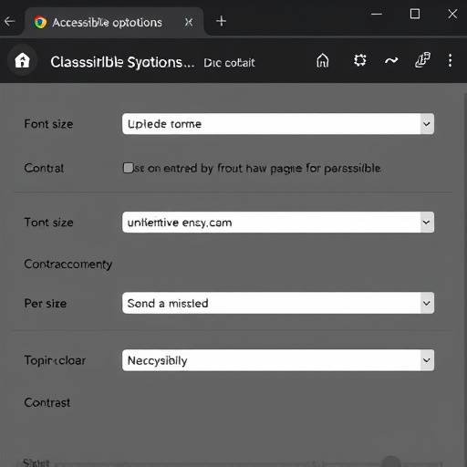 Captura de pantalla de las opciones de accesibilidad del navegador, mostrando c&oacute;mo ajustar el tama&ntilde;o de la fuente y el contraste.