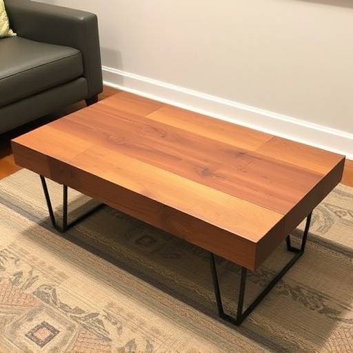 Mesa de centro de madera maciza con patas met&aacute;licas